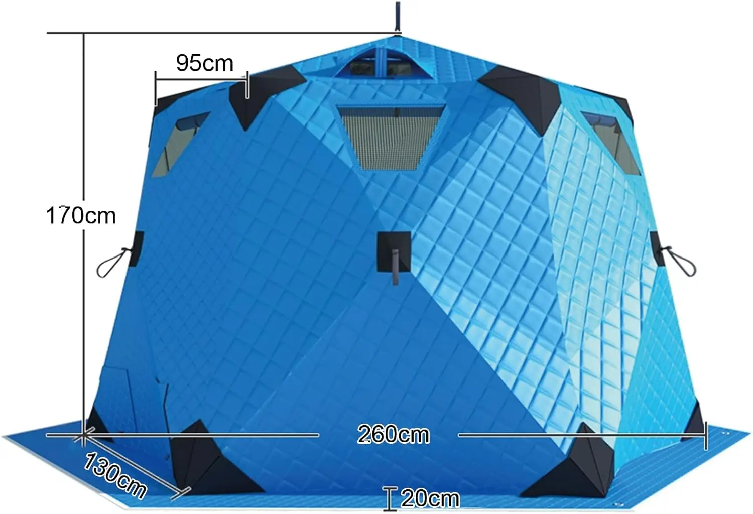 Portable Ice Fishing Tent 420D Insulation Layer Ice Shed Hexagonal Ice House