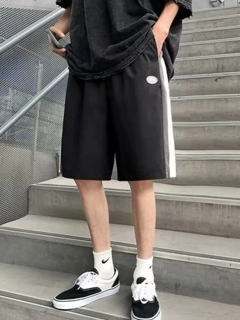 

Summer Cool Quick Drying Student Shorts for Men Couples Thin Loose Dopamine Sports Casual Over Knee Japan Shorts Boys