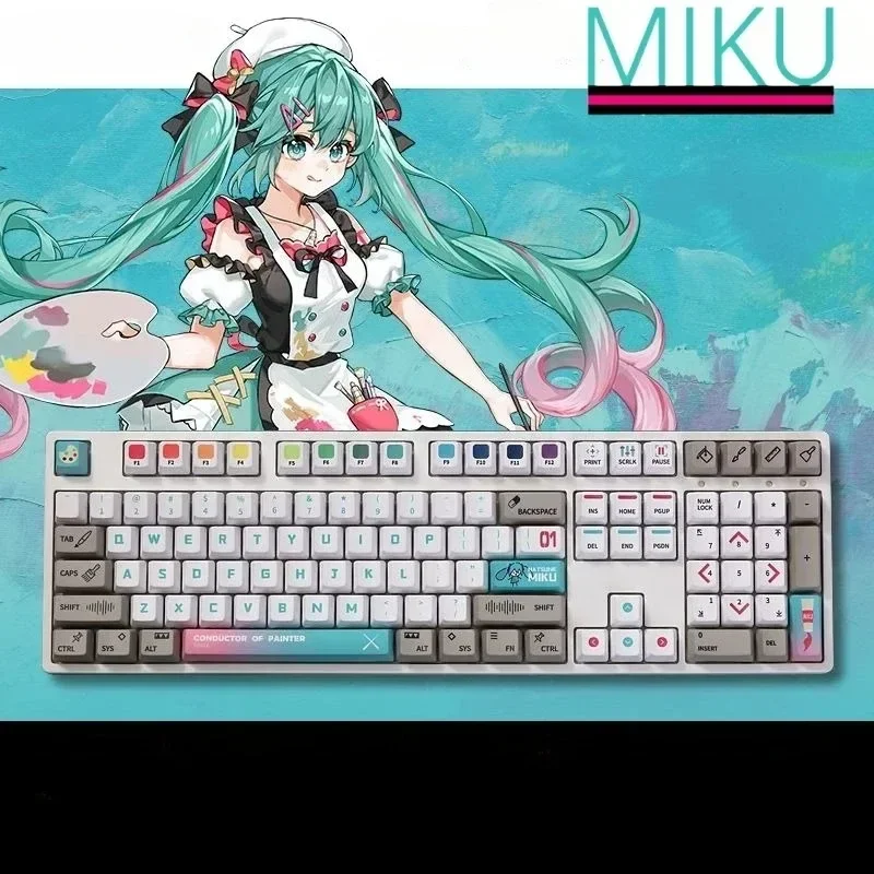 Hatsune Miku Keycap Animation Peripheral Cute Cartoon Mechanical Keyboard Cap 108 Keys Kawaii Girl Heart Holiday Gift for Friend