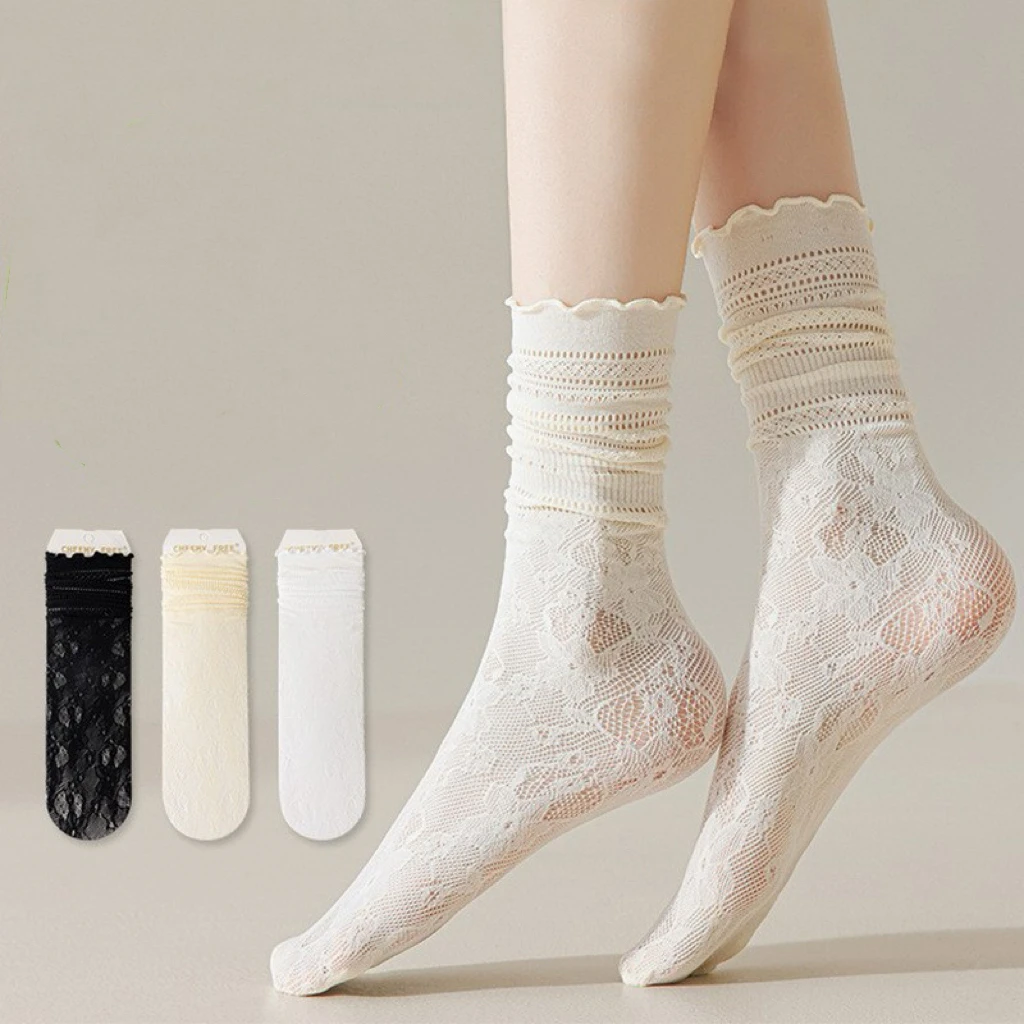 Sexy Lace Mesh Fishnet Socks Lace Toe Socks Women Summer Hollow Out Mesh Breathable Socks Net Yarn Thin Women Cool Socks 1pair