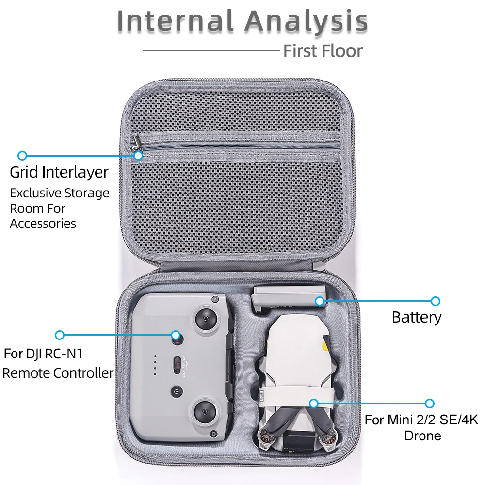 Hrad EVA حقيبة التخزين ل DJI Mini 2/Mini2 SE/Mini 4K بطارية توصيل خارجي صندوق التحكم عن بعد واقية المحمولة حقيبة يد الملحقات