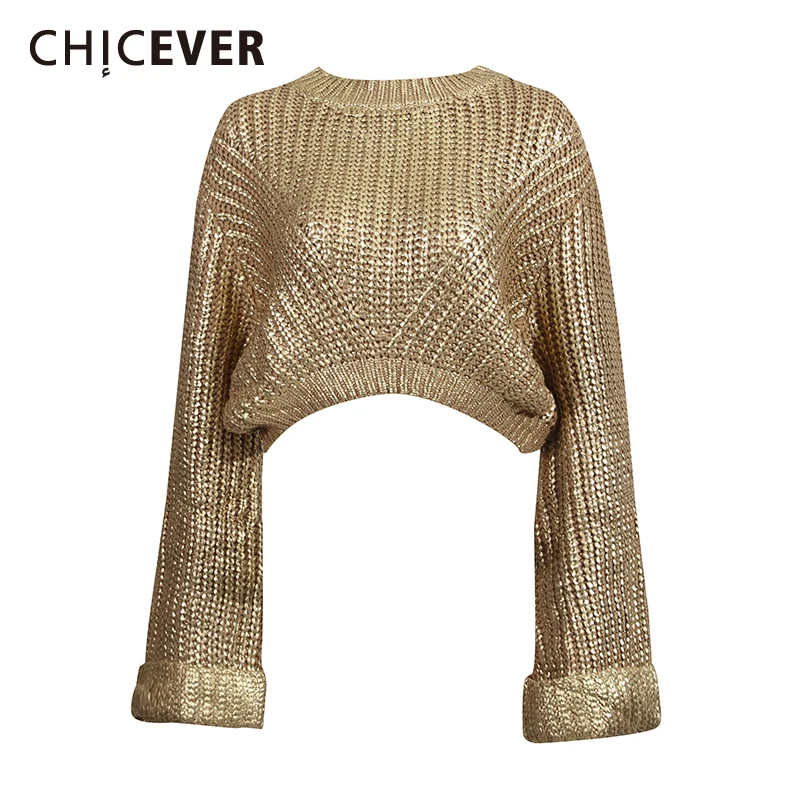 

CHICEVER однотонный шикарный свитер со складками женский с круглым вырезом и длинным рукавом свободные повседневные женские свитера для ленивых осенний новый модный стиль