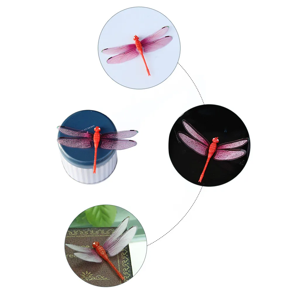 20Pcs Luminous Dragonfly Decorations Magnetic Simulation Dragonflies Mixed Colors Night Glow Flower Arranging Decor Curtain