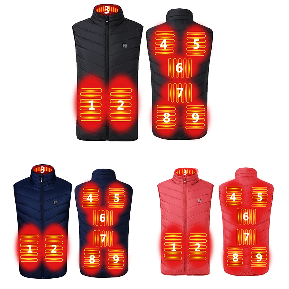 9 Areas Electric Heating Vest Usb Heated Jacket Vest Men Women Bodywarmer Winter Casual Sleeveless Top