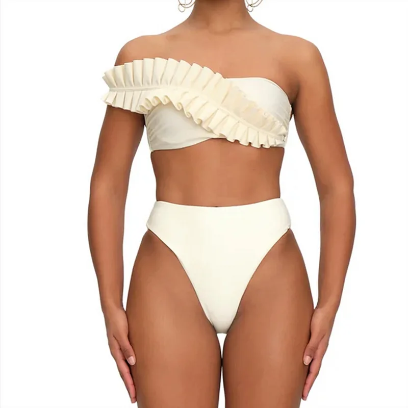 

Simple Asymmetrical Bikini 2023 Trendy Women's Two-Piece Swimsuit Versatile Design with Chest Pad No Steel Support