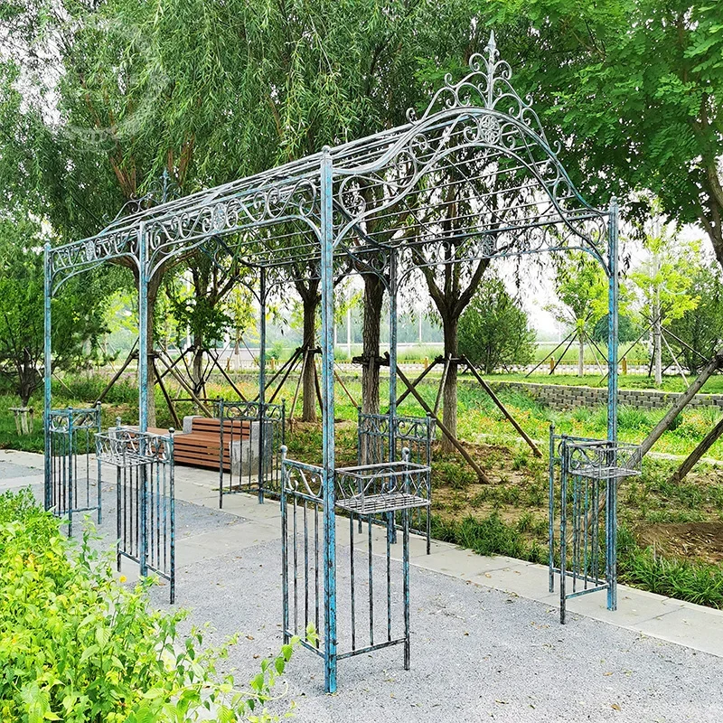 American country wrought iron retro outdoor courtyard pavilion large grape climbing frame, garden flower frame rose climbing