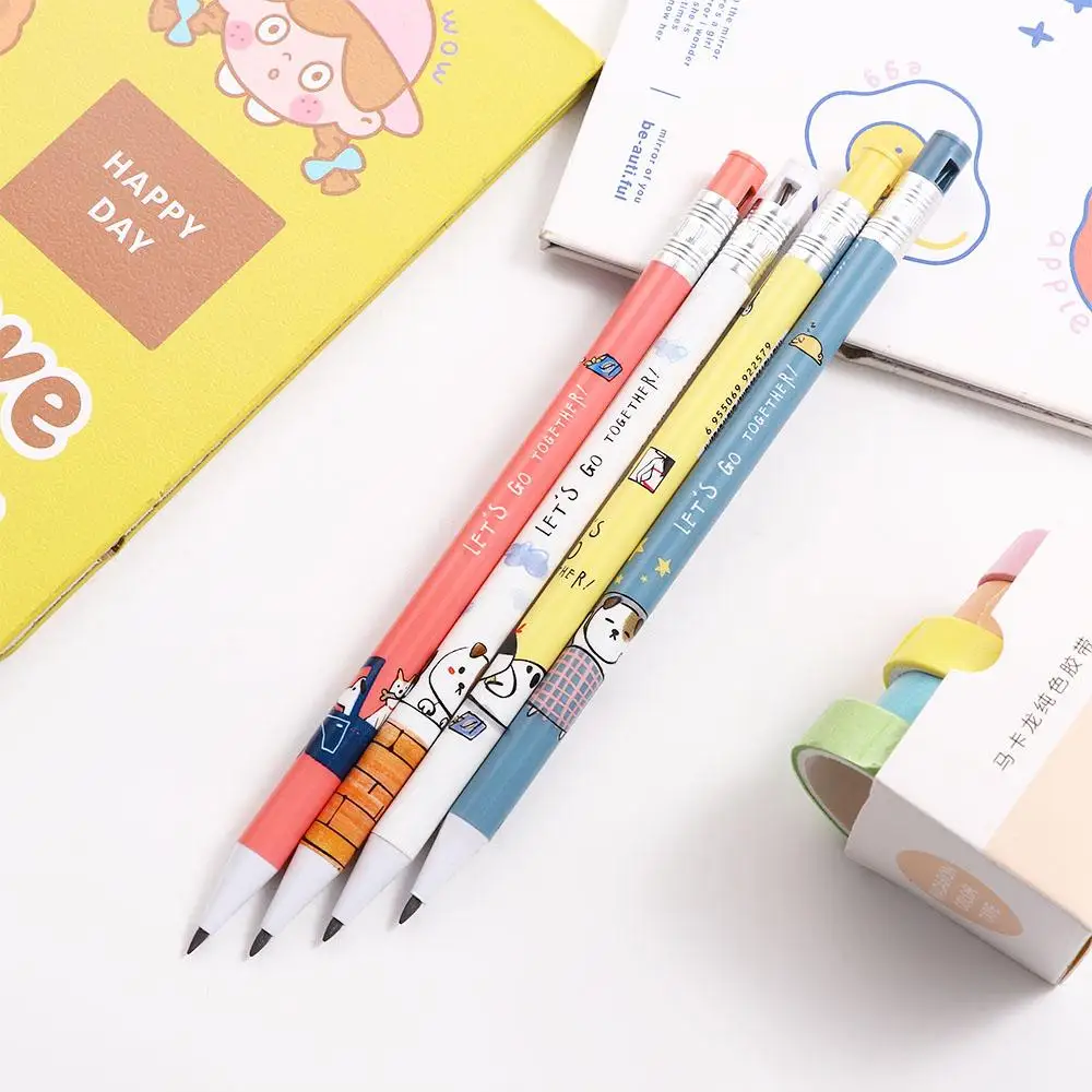 

4Pcs Writing Stationery Press Pen 2.0mm Student Cute Movable Pencil Propelling Pencil Mechanical Pencil Automatic Pencils