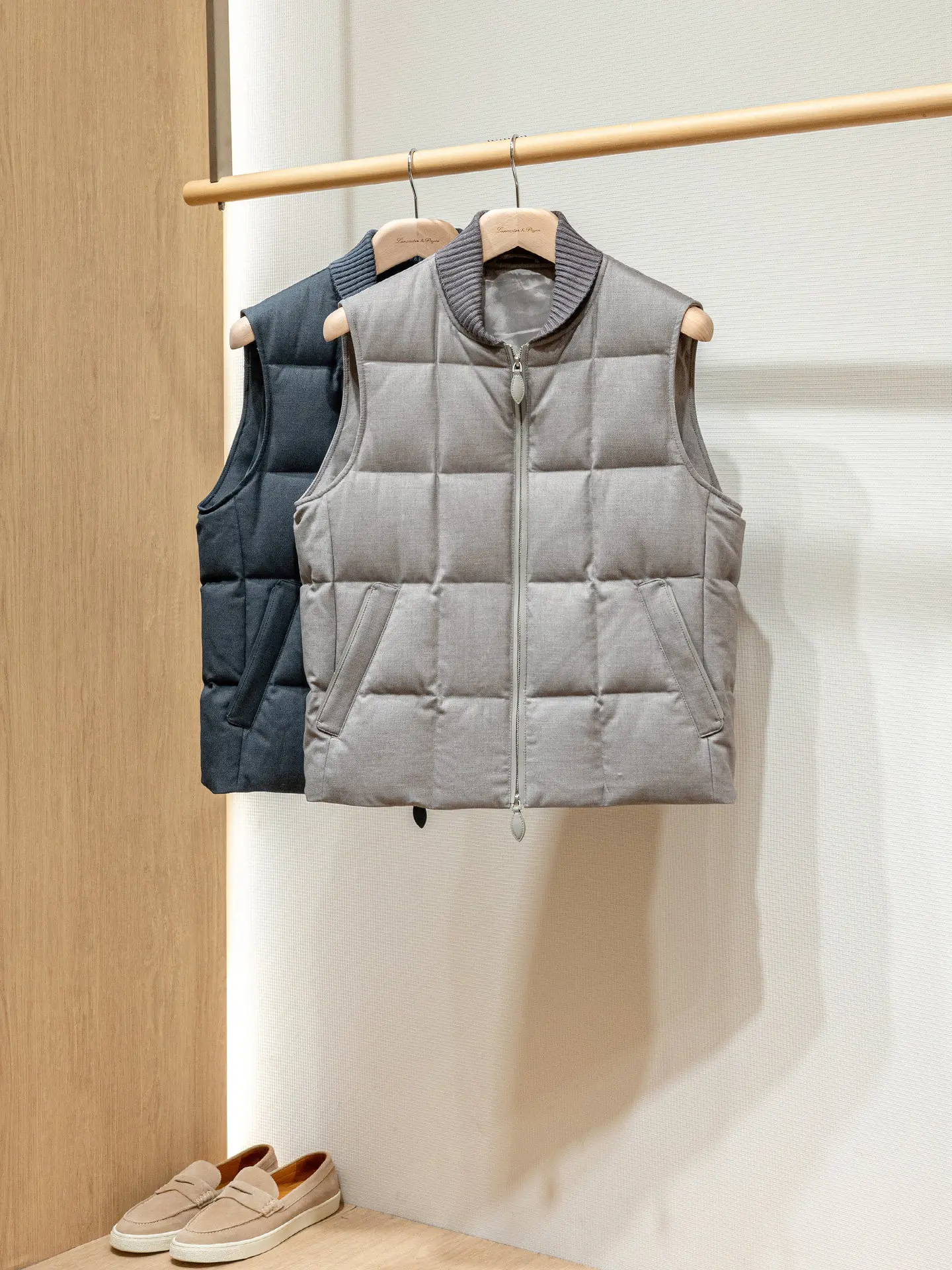 Bur cotton wool blended willow bridge 90 white goose down old money style checkered down vest jacket