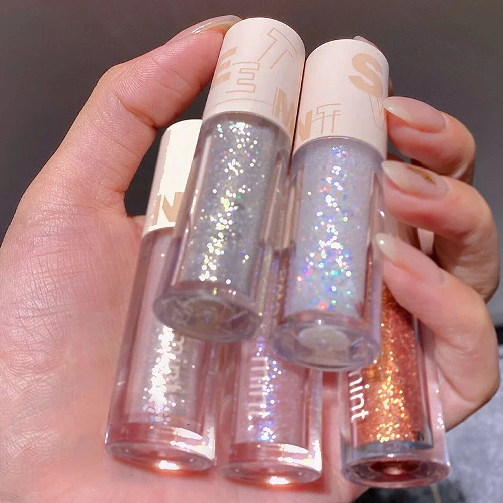 1 Stuks Parelmoerachtige Vloeibare Oogschaduw Sterren Gebroken Diamanten Glitter Oogschaduw Waterdichte Pailletten Liggend Zijderups Oogmake-Up Cosmetisch