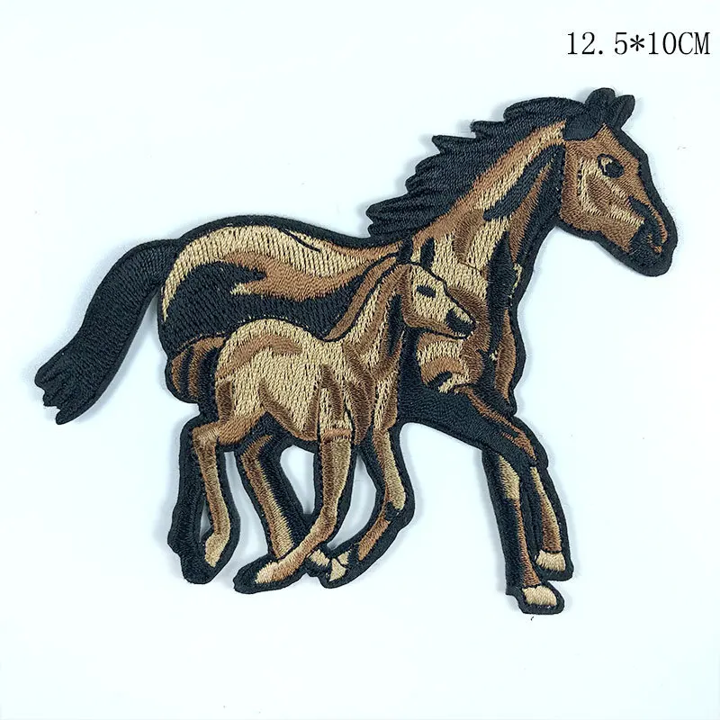 Embroidered Horse Bronco Badge Mustang Pony Appliques Patches Pink horse Iron On Embroidered Patches for Clothing Backpack