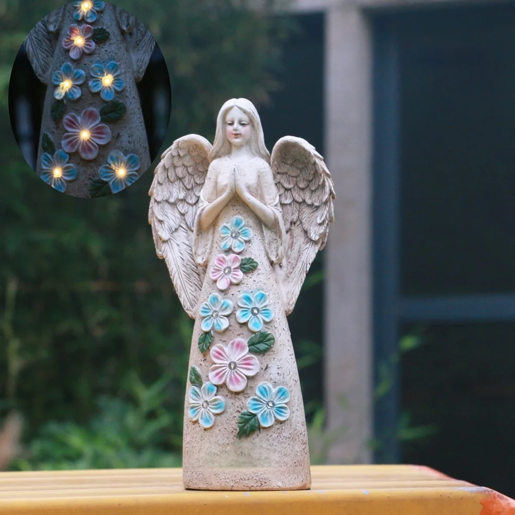 Outdoor Decorative Angel Light Powered by Solar Energy with Resin Body Automatic On/Off Function and Weatherproof Construction