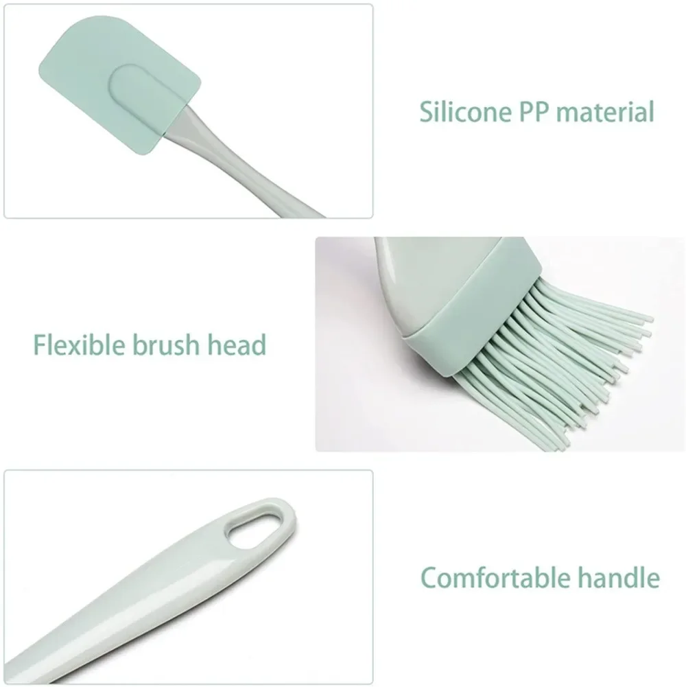 

3Pcs Cream Scraper DIY Bread Cake Butter Spatula Mixer Oil Brush Kitchen Baking Tool Silicone Spatula Non-stick