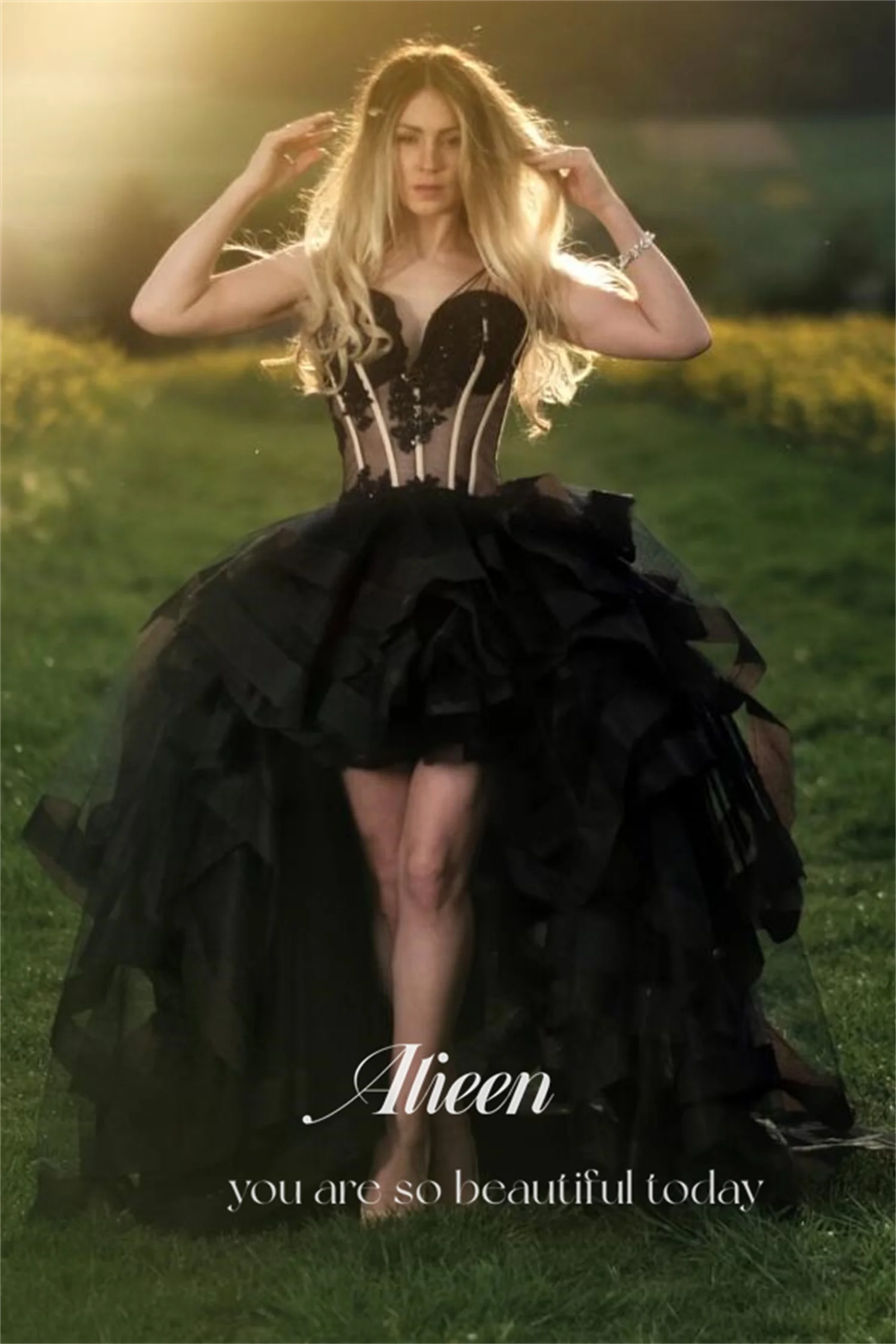 Aileen Galajurken Elegante avondfeestjurken Dames 2024 Zwarte trouwjurk Aangepaste Tutu Speciale gelegenheden Damesgala