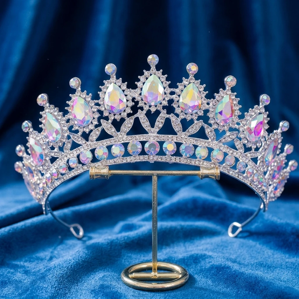 Princess Alloy Tiara Luxury Rhinestone Headband Wedding Hair Accessory Baroque Crystal Crowns Bridal Party Events Hair Jewelry view 4