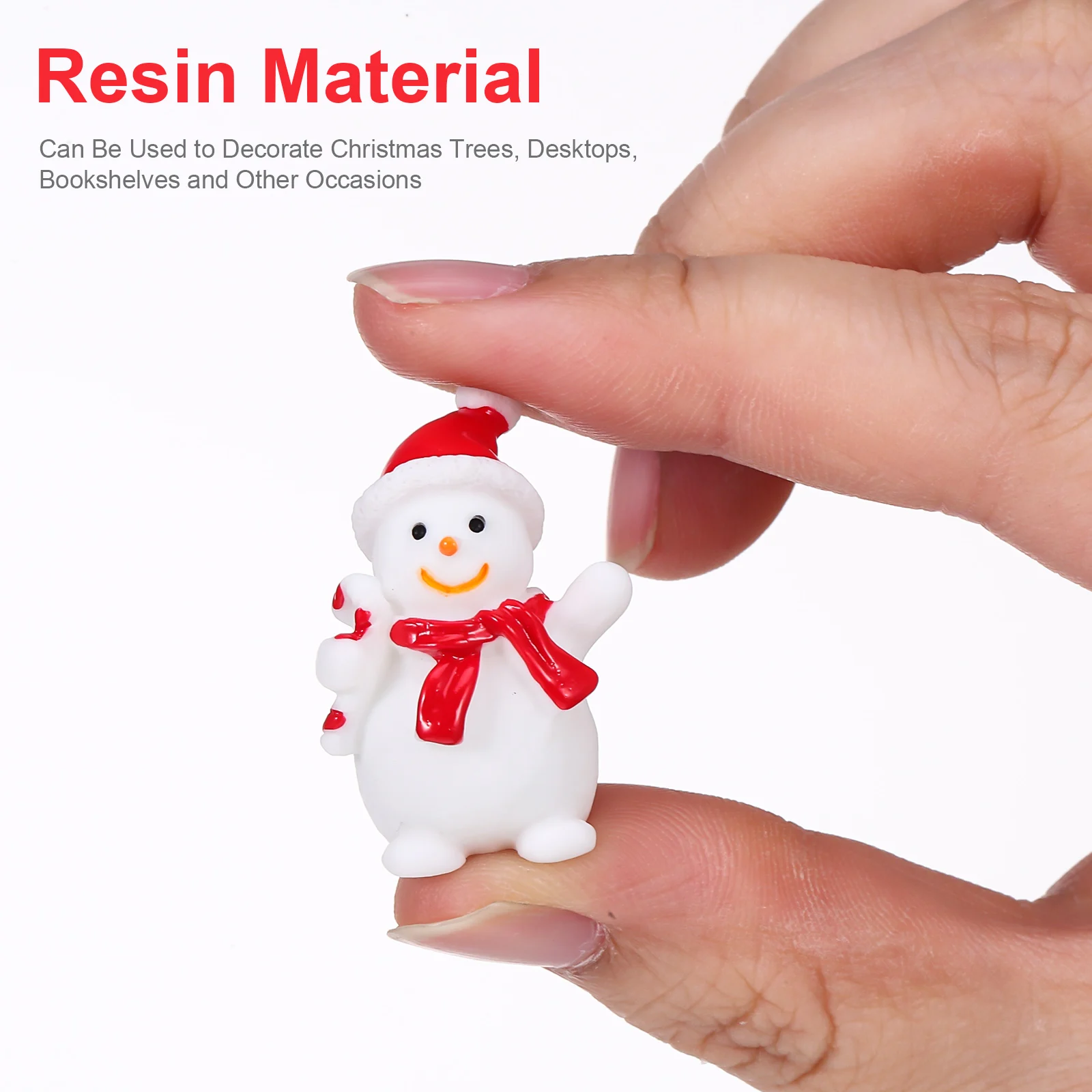 

50Pcs Miniature Christmas Decorations Snowman Set Various Sizes Resin Material Festive Gift Idea Mini Snowman Figurines