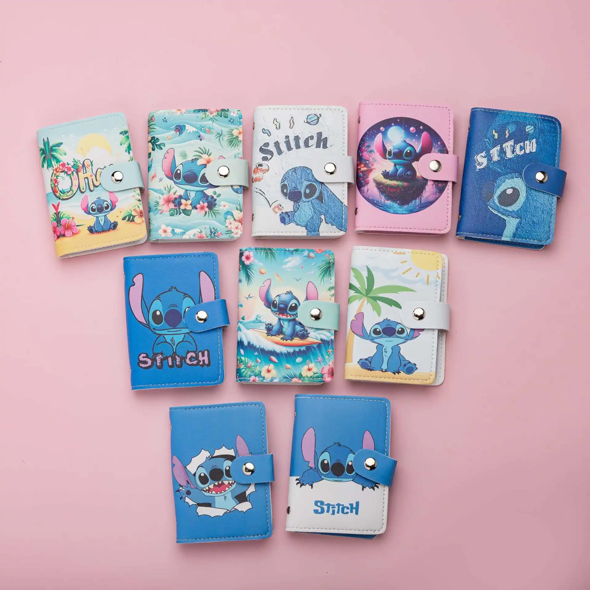 

Cute Disney Stitch Business Card Holder Wallet Fashion Anime ID Card Holders Credit Card Storage Clip Organizer Case Coin Purse