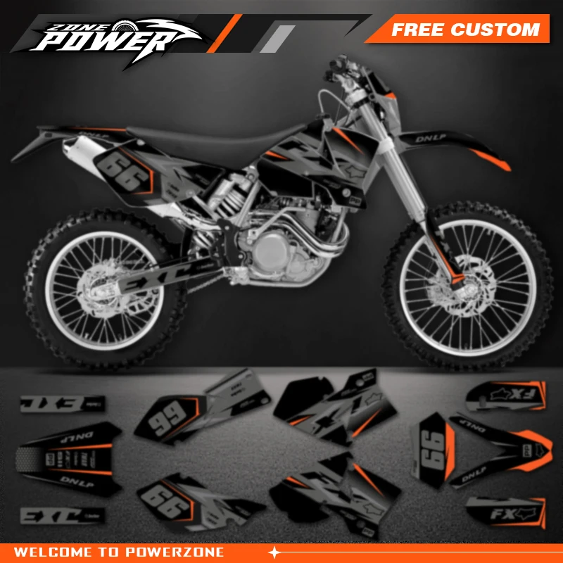 Powerzone Custom Team Motorcycle Graphics Backgrounds Decal Stickers Kits for KTM SX SXF 2003 2004 EXC XCW 2003 125- 500cc 02