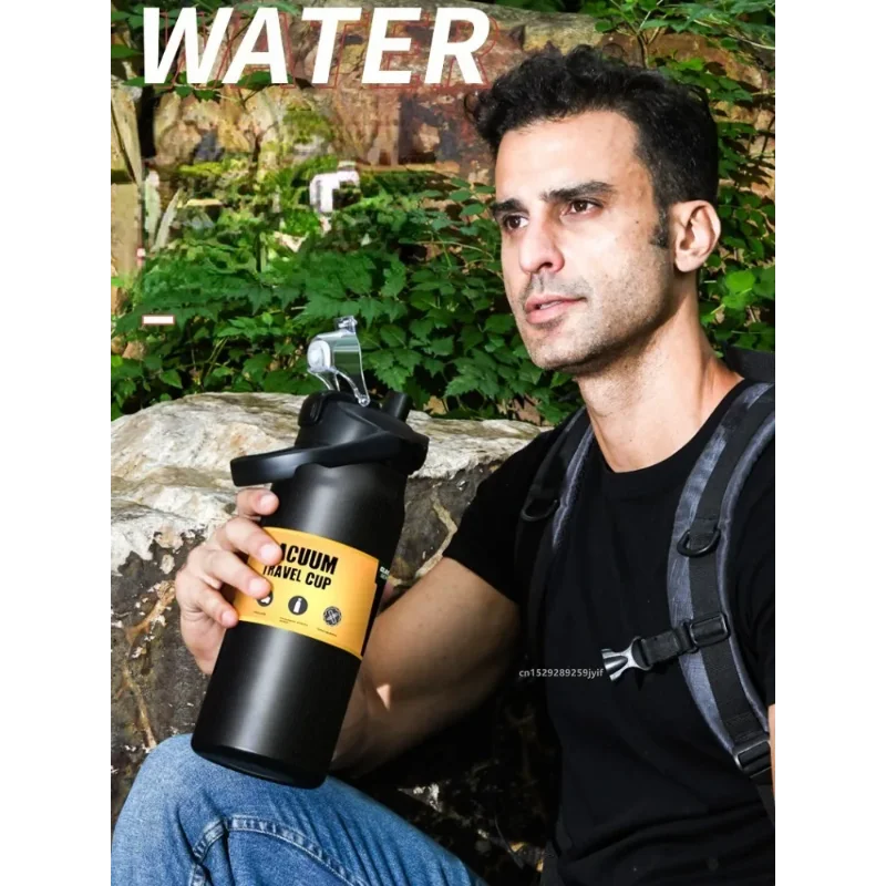 

800/1000/1200/1500ML 304 Stainless Steel Thermos with Straw Thermal Mug Cup Sports Vacuum Flasks Cold and Hot Water Bottle