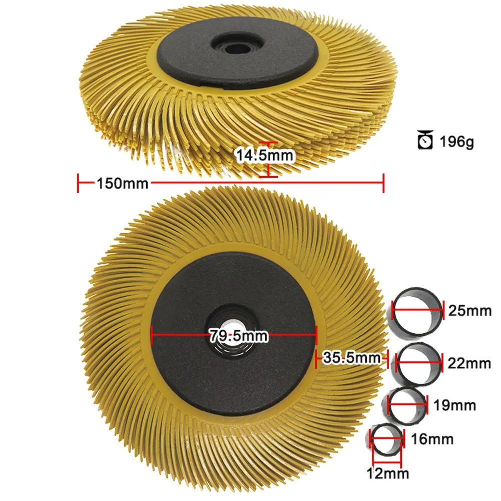 Multi-use Gear 6 Inch Nylon Abrasive Grinding Wheel Brush Anti-Clogging Long Lifespan for Metal Stainless Steel Wood Rust Paint
