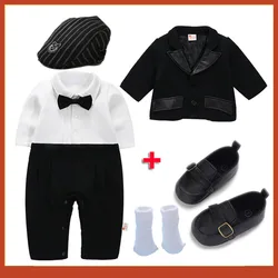 Baby Clothes Set Newborn Gentleman  Boys Clothe Boss Outfit Shoes Romper Coat 1 Year Old Birthday Formal Attire Wedding Suits