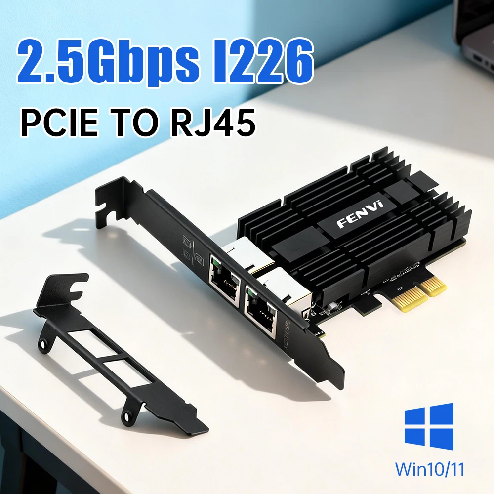 

2.5Gbps I226 PCIE To RJ45 Gigabit Ethernet LAN Card PCI Express Dual RJ45 2500Mbps Network Adapter For Desktop PC