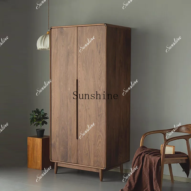 North American black walnut modern simple Japanese-style small apartment customizable bedroom two-door wardrobe FT