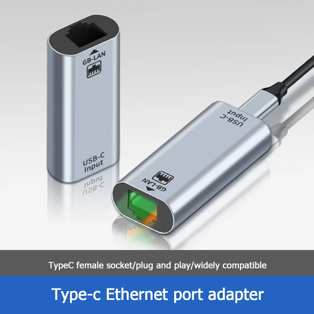 

USB C Female to RJ45 Female USB Type C to Ethernet Adapter 10/100/1000 Gigabit Wired LAN Network Card for PC Laptop Smartphone