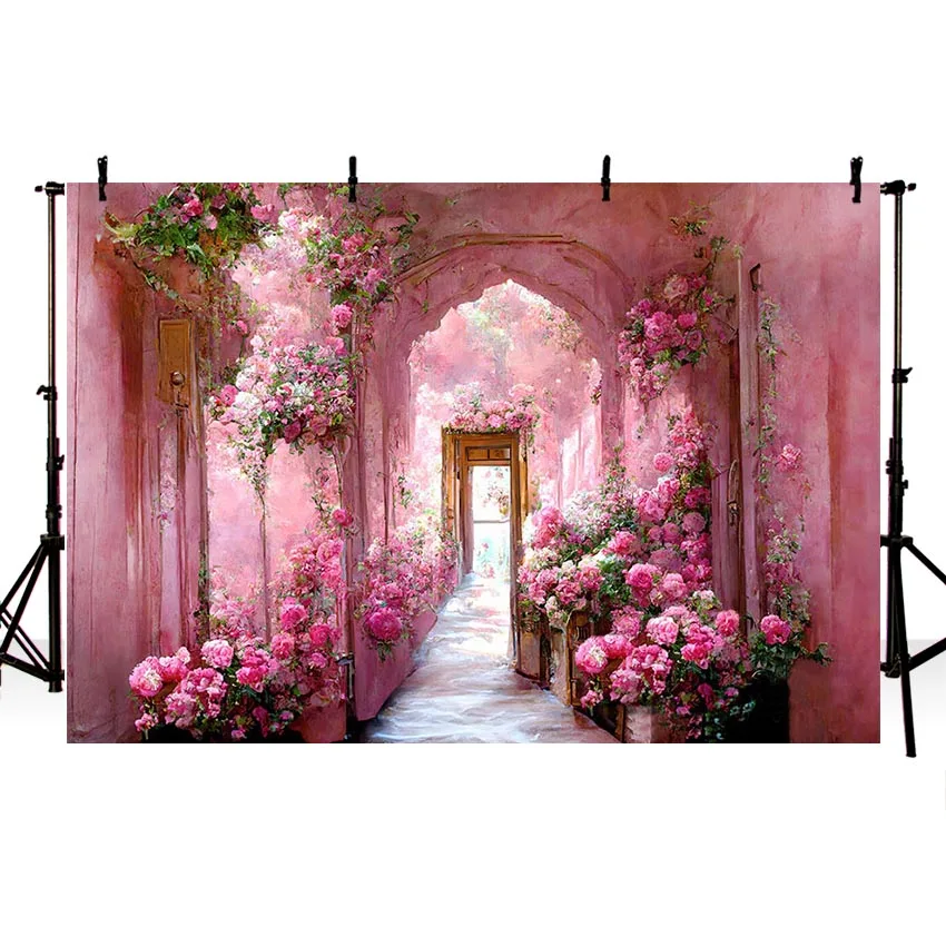 Mehofond Photography Background Vintage Oil Painting Garden Room Floral Girl Birthday Party Portrait Decor Photo Backdrop Studio