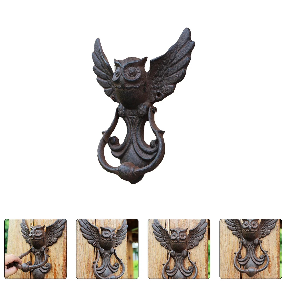 Owl Door Handle Animal Shaped Knocker American Style Knocking Cast Iron Yard Pull