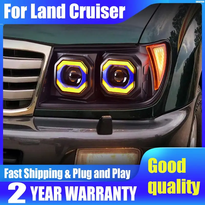 Cars Styling Headlight for Toyota Land Cruiser Headlights 1998-2007 LC100 LED Headlight DRL Hid Bi Xenon Angel Eyes