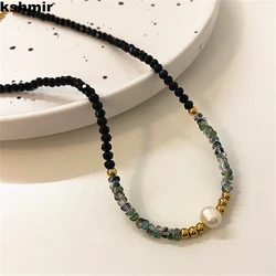 kshmir Freshwater pearl necklace women 2022 new fashion clavicle chain retro high-end niche design simple and versatile