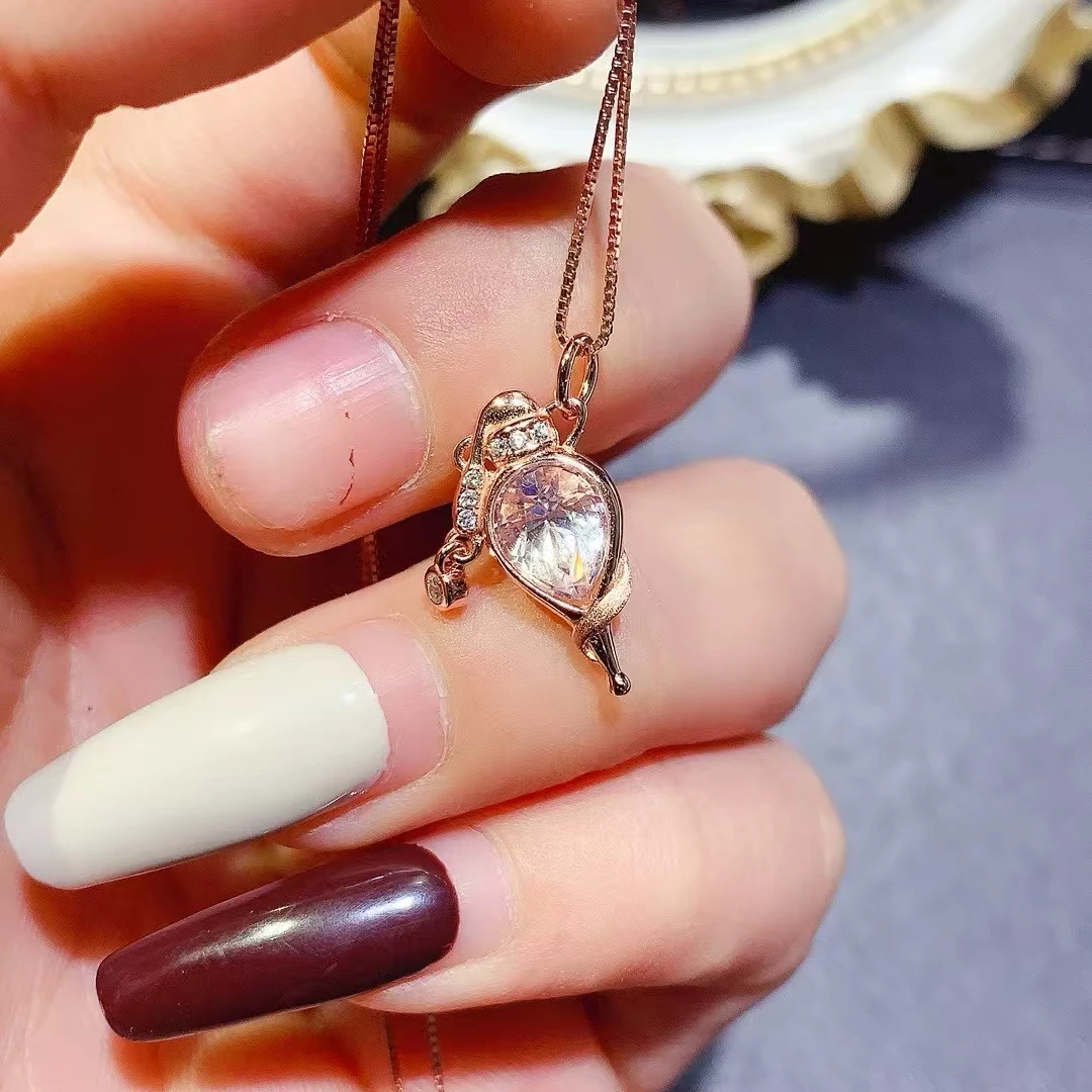 KJJEAXCMY New Natural Moonstone Pendant Necklace S925 Sterling Silver Electroplated High Clarity Lustrous Jewelry for Women