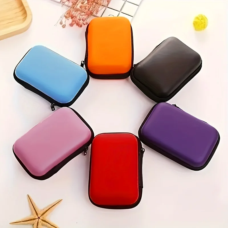 1pc Travel Mini Portable Earphone Bag, Coin Wallet Storage Box Jewelry Ornament Box, Home Decor, Christmas Gift, New Year Gift