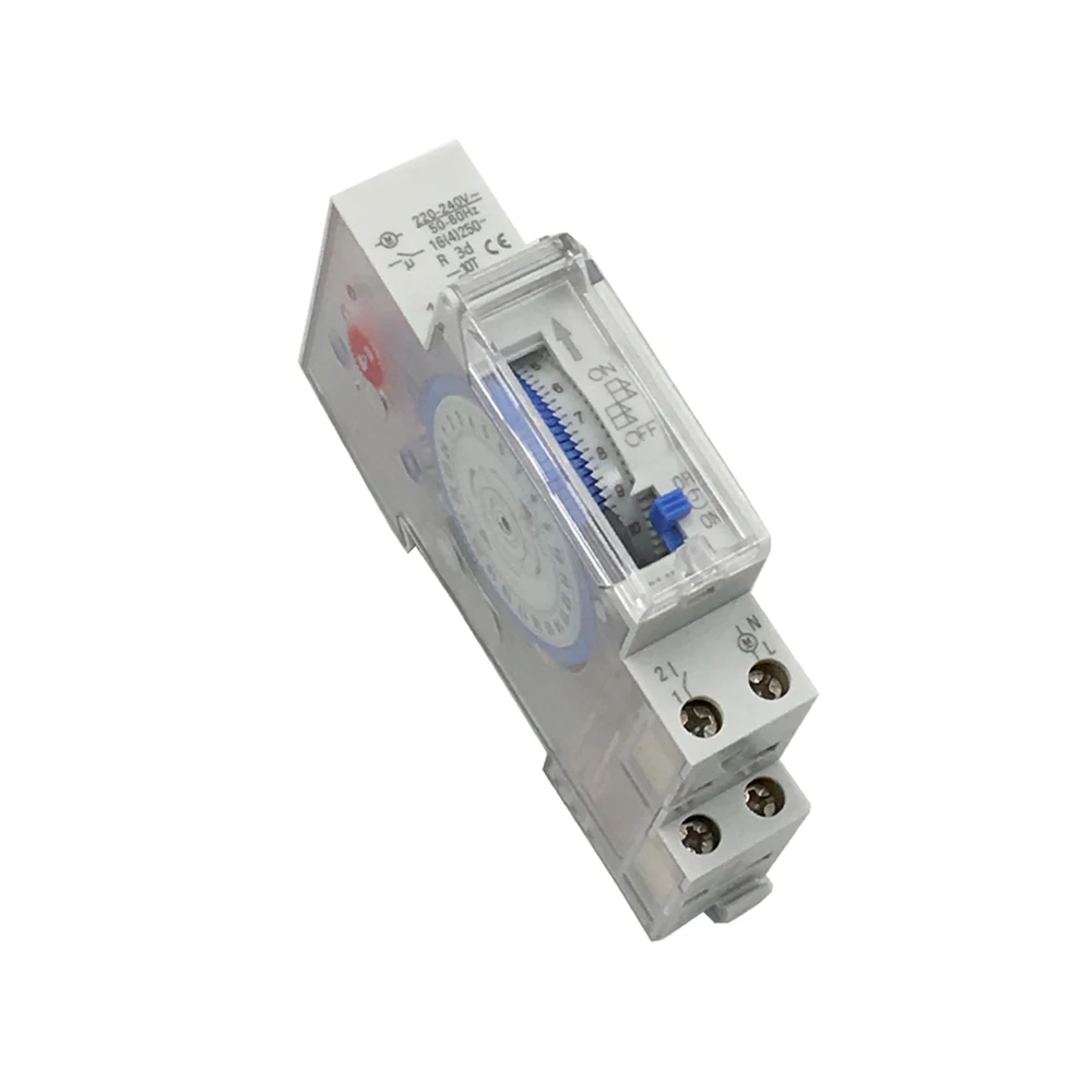 

SUL180a 35mm Din Rail Mechanical Timer Switch 24 Hours Relay Analogues Electrical Programmable AC 220V 16A Battery