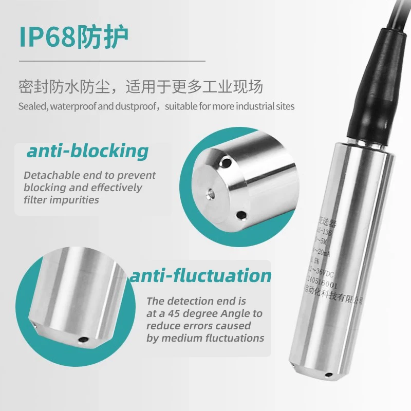Transmitter Sensor Level Air Hidrostatis Output 4-20mA Submersible DC12-24V Meter Transduser Cairan Tangki Air