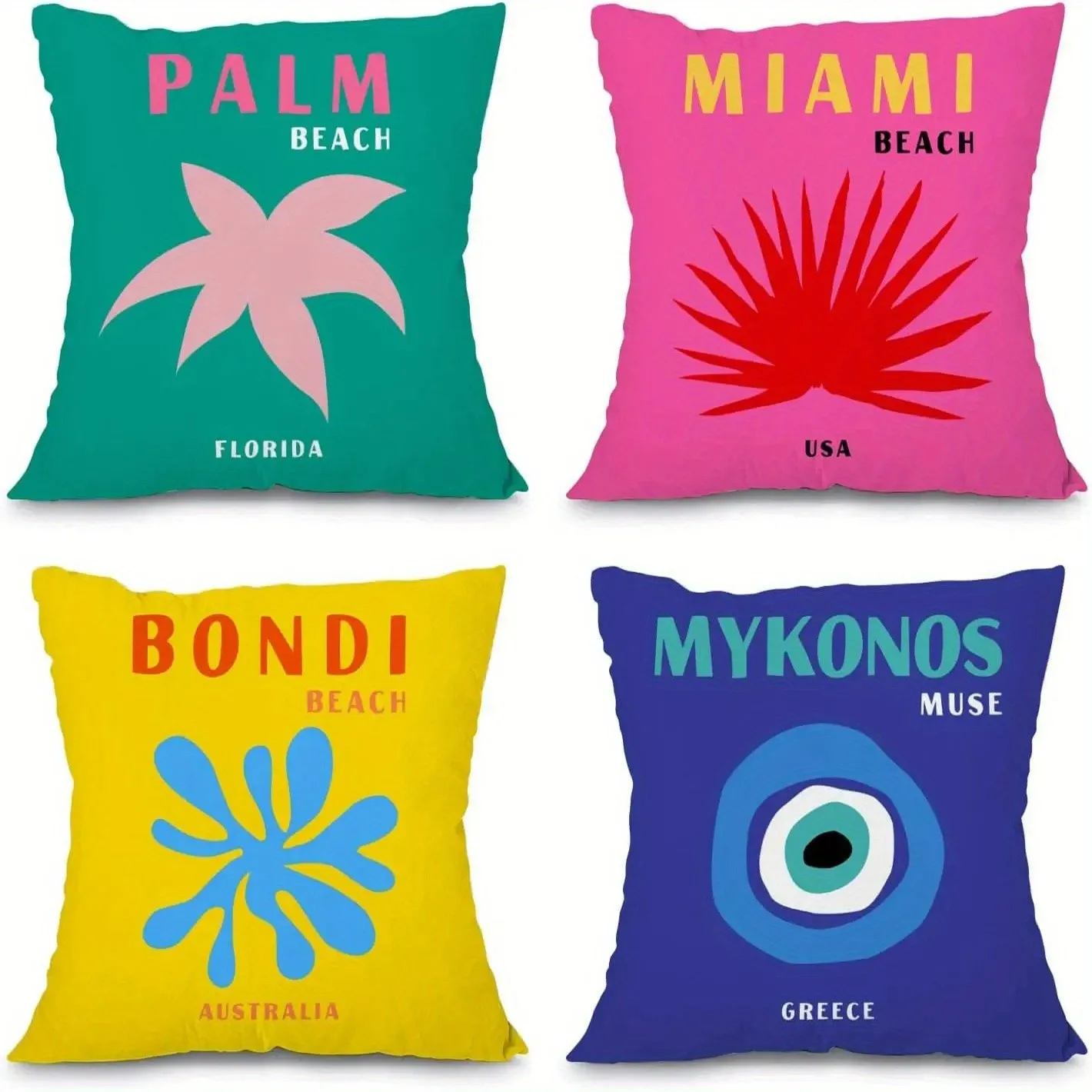 Exotic Beach Destination Throw Pillow Covers Pattern Cushion Cover Suitable For Sofa Bedroom Car Pillow Cover