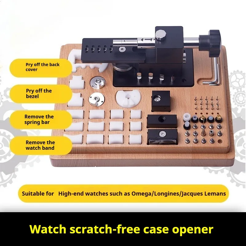 Multifunction Watch Case Back Opener Tool Set, Manual Watch Back Remover Kit with Acrylic Cover for Watchmaker Repair Work