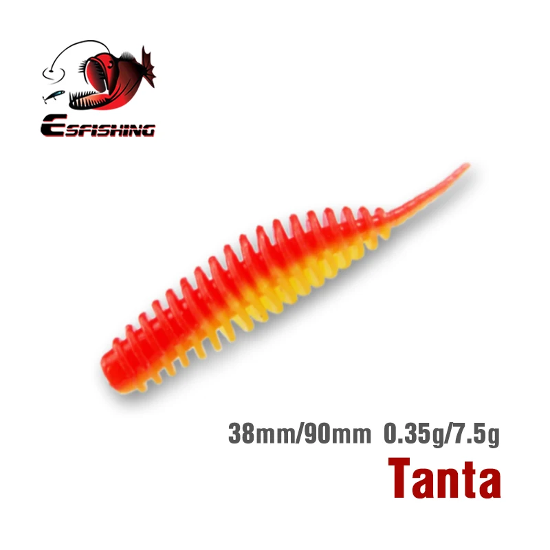 KESFISHING Worm Bait Tanta 38m 90mm Bass Pike Trout Ice Fishing Shrimp Smell with Salts Soft Silicone Fishing Lure