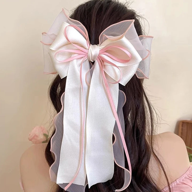 

Trendsetting Solid Color Bow Ribbon Hair Clips; Impressive Large Hairpins for an Elegant Touch, Suitable for Women & Girls