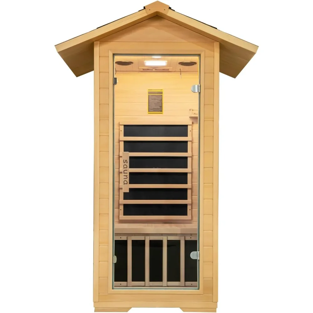 Outdoor Far Infrared Sauna，1 Person Low EMF Indoor Home Sauna，Canadian Hemlock Wood Dry Sauna 1400W/110V，Infrared Sauna