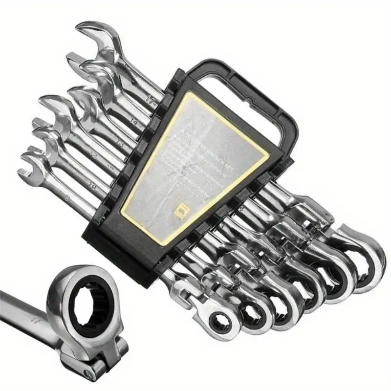 

Инструменты для ремонта автомобиля, 6 шт., набор ключей с храповым механизмом из углеродистой стали с открытым концом, комбинированный гаечный ключ с динамометрическим моментом 8-17 мм