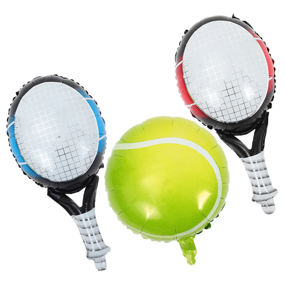 

1 Set Of Tennis Racket Ball Balloons Foil Inflatable Party Decor For Birthday Wedding Celebration Aluminum Tennis Themed
