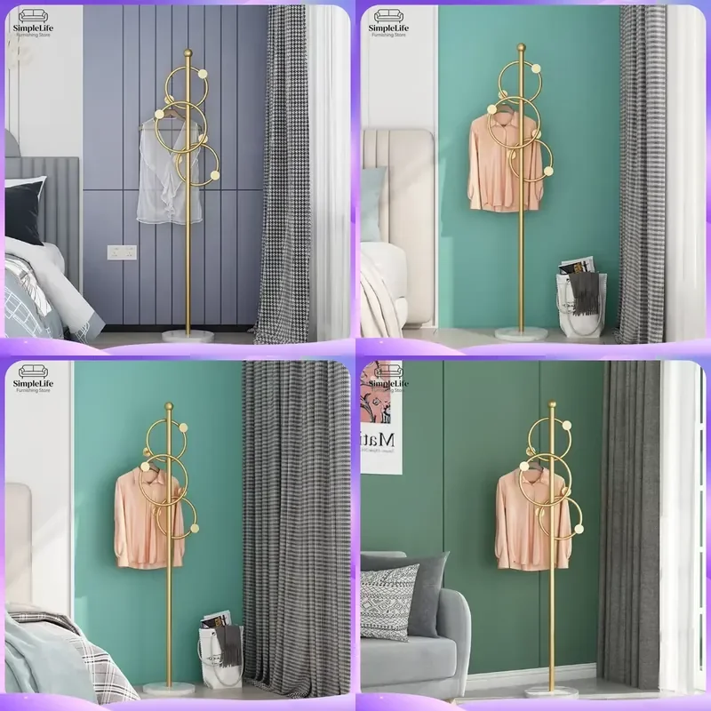 Stainless Steel Coat Rack Floor Standing Clothes Hanger Tree with Hooks for Jacket Hat Bag Entryway Bedroom Hallway Storage