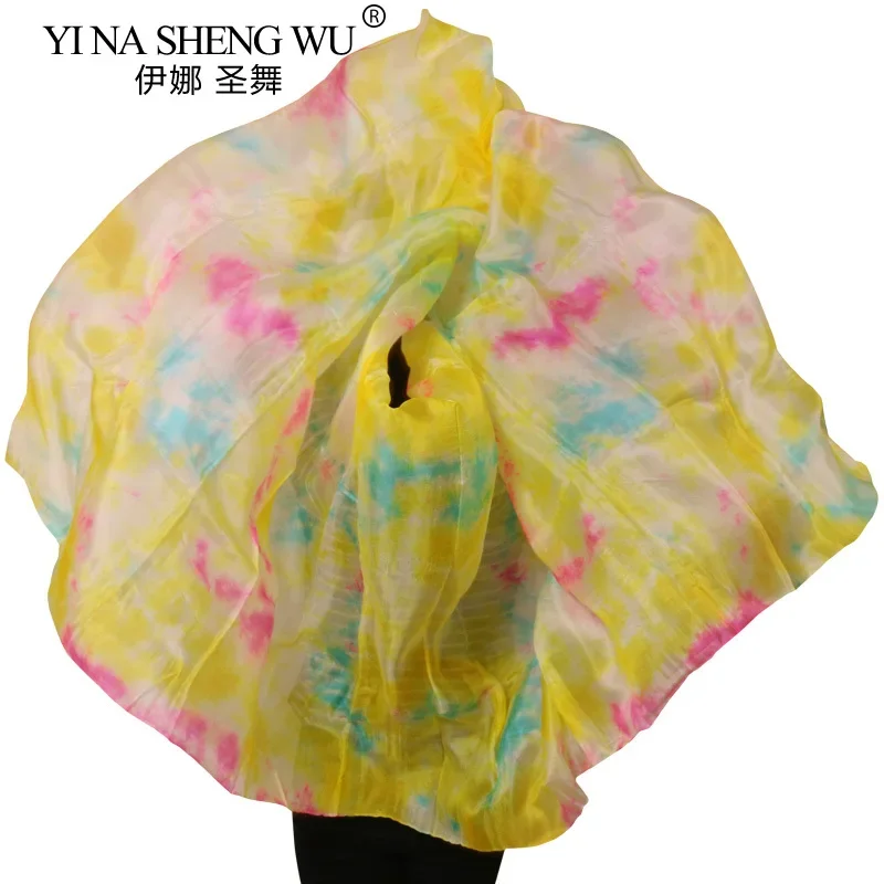 Customized 100% Silk Belly Dance Veil Dance Accessories Silk Veils Hand Dyed Gradient Color Real Silk Veil 5 Sizes 200/250/300cm