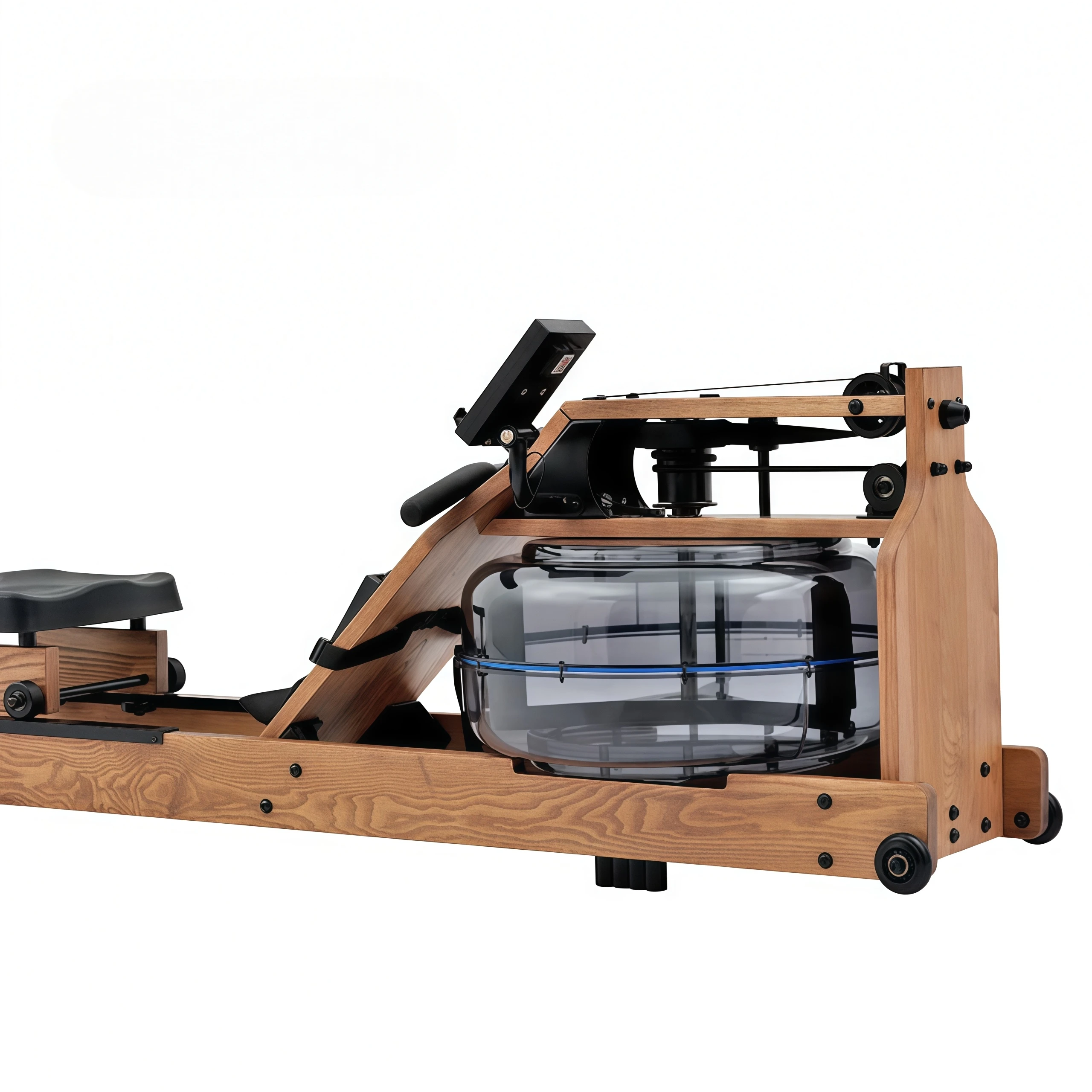 Stable Wooden Frame Water Resistance Water Rowing Machine Gym Aerobic Training Equipment with LED Display Screen for Sale