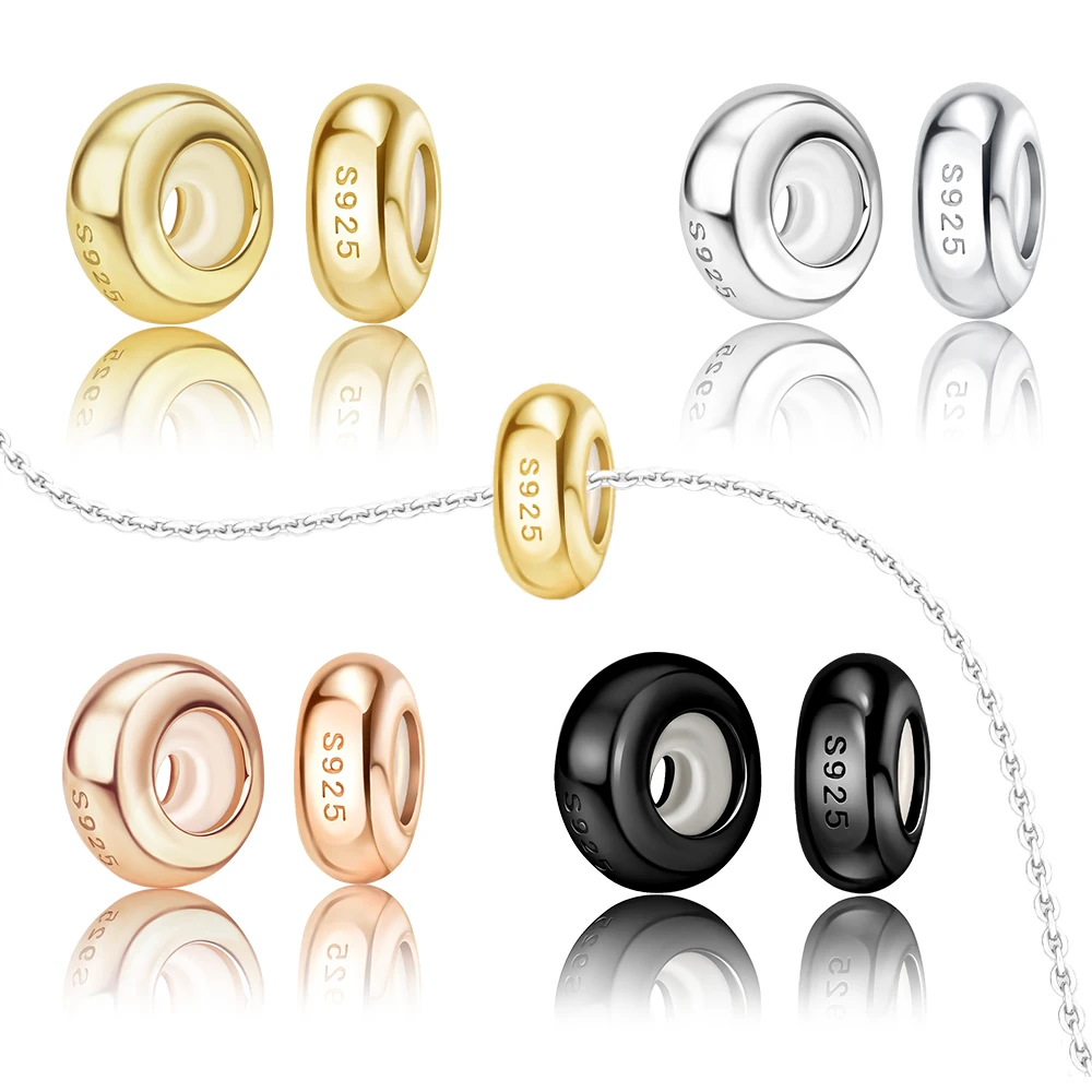 

Shiny 925 Sterling Silver Golden & Rose Gold Murano Glass Charm Spacer Beads Fits Original Bracelet & Bangle Girl Jewelry Gift