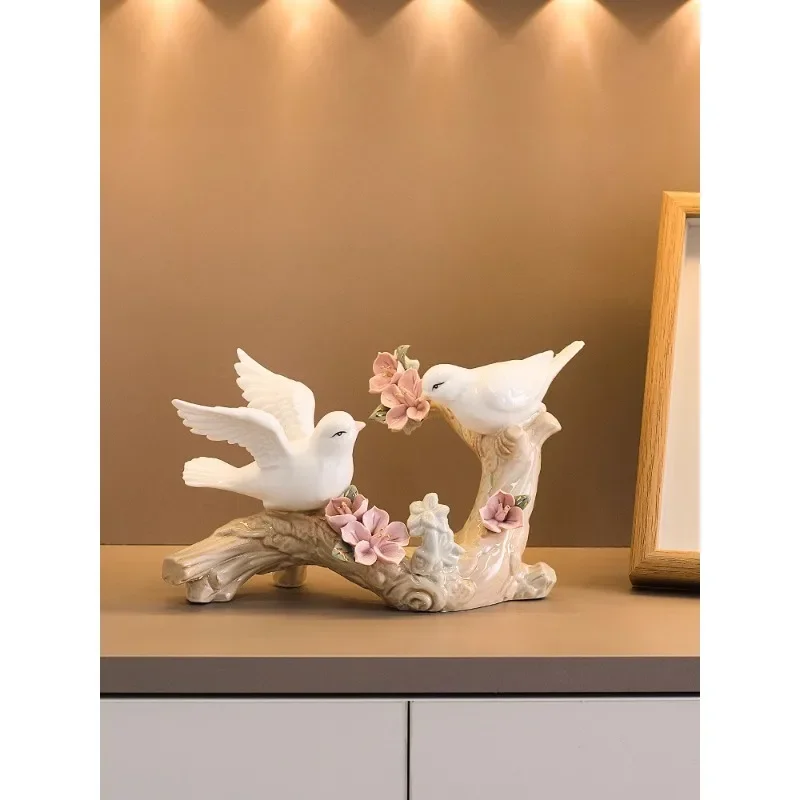 

1-1-Modern simple ceramic bird ornament home living room wine cabinet soft decoration European-style room desktop entrance