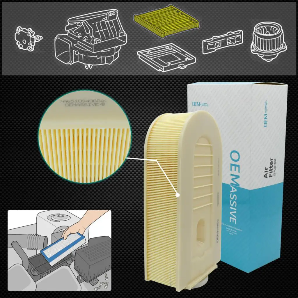 Car Parts Auto Engine Air Filter Cleaner A6510940004 For MERCEDES-BENZ C CLS E GLK CLASS W204 C204 S204 W212 C207 S212 2009-2016