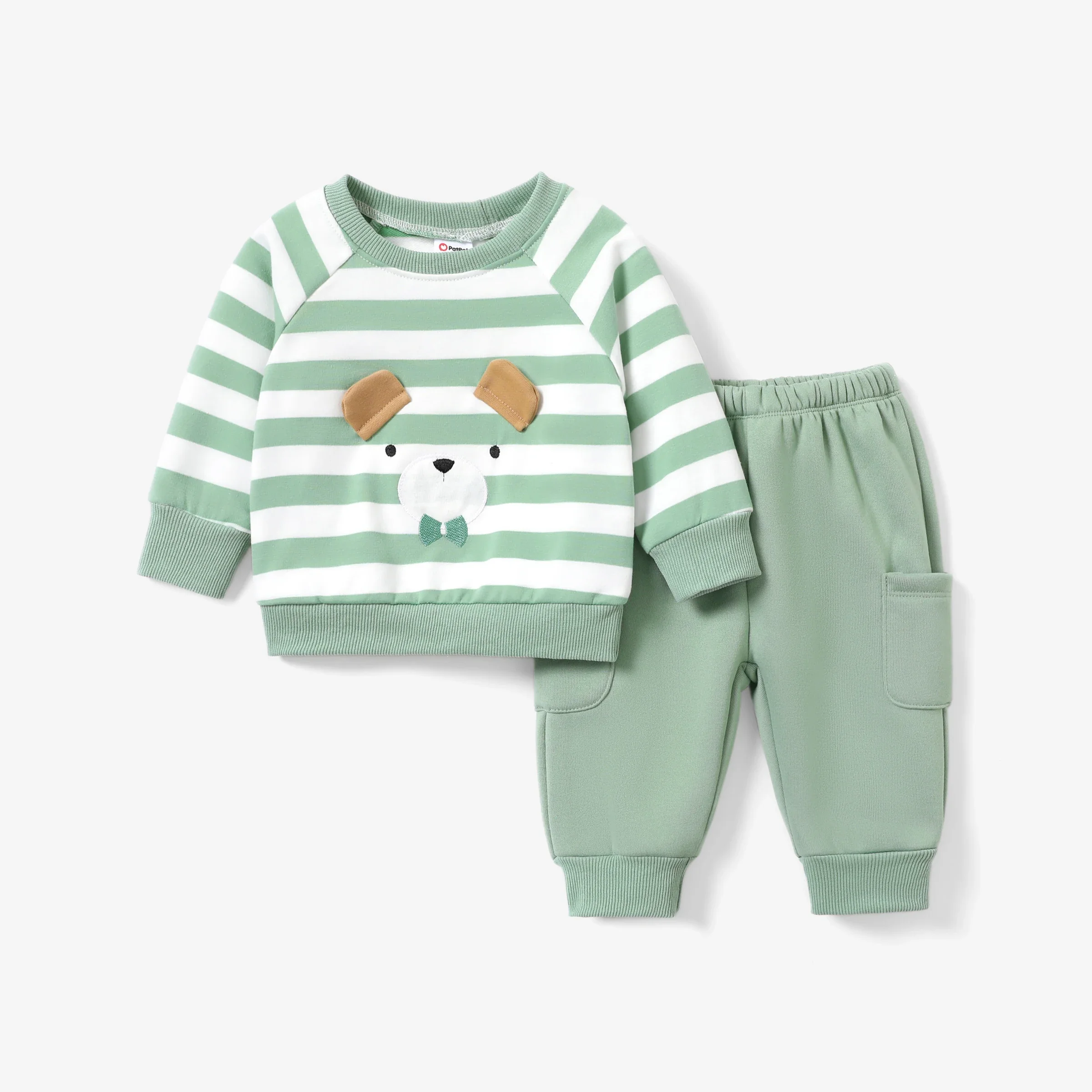 PatPat 2pcs Baby Boy/Girl Hyper-Tactile 3D Bear Top and Pants Set Suitable for Summer Season Soft and Comfortable