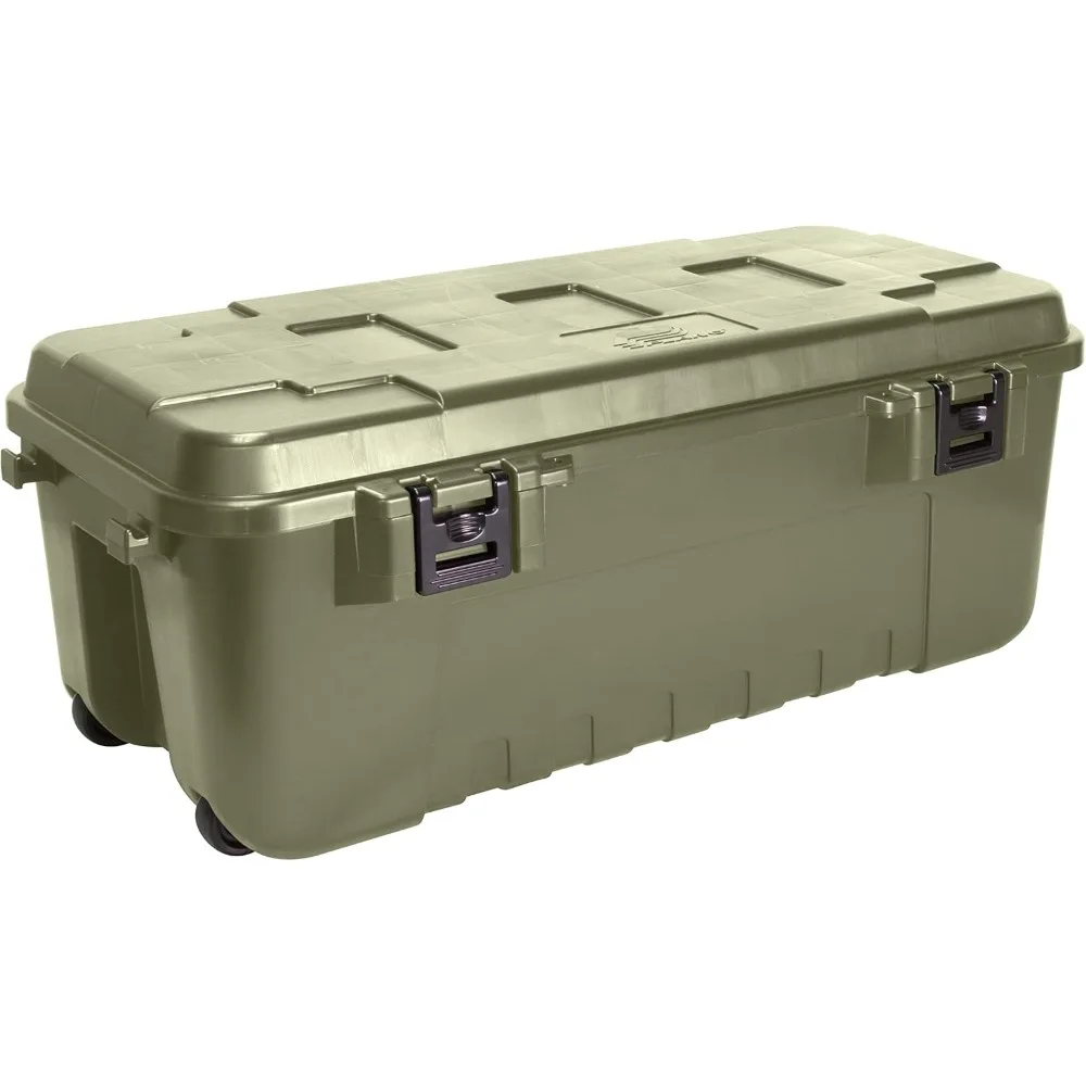 

Storage Trunk with Wheels, Green, 108-Quart, Lockable Storage Box, Rolling Airline Approved Sportsman Trunk, Hunting Gear